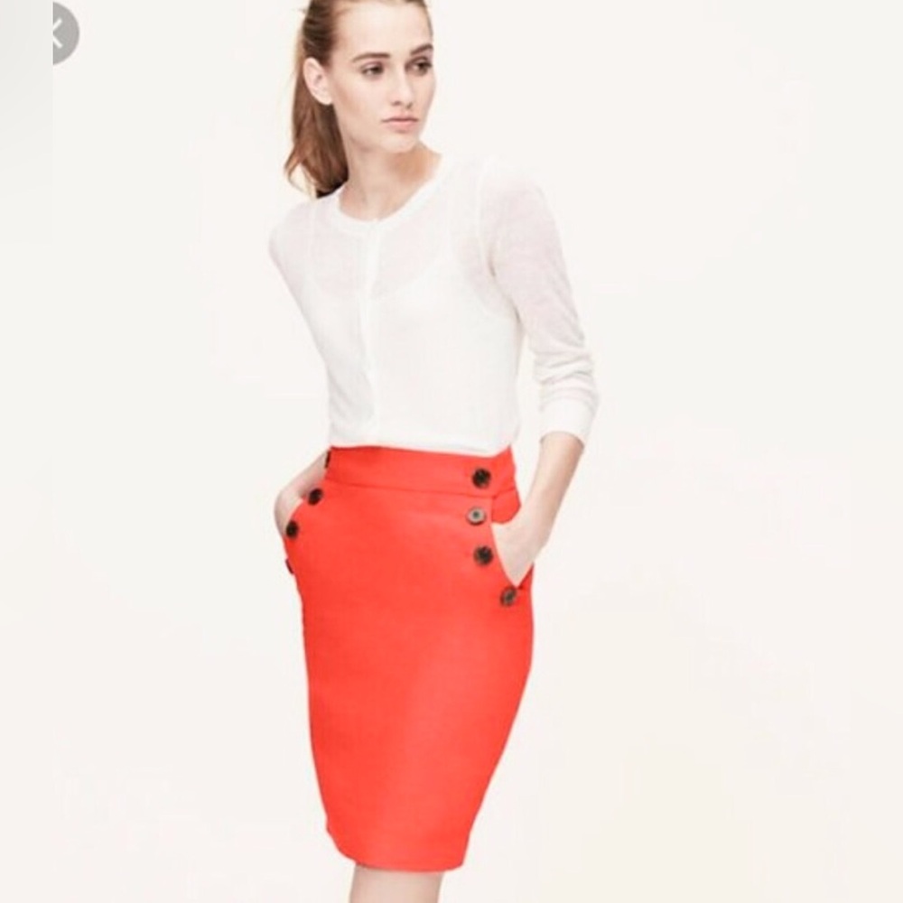 Loft Coral Women’s Pencil Skirt with side  Button-Detail Sise 08